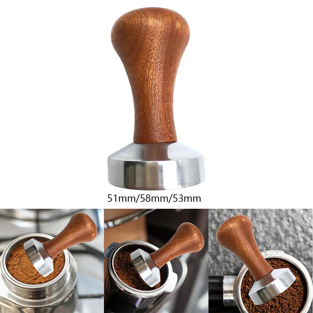 Coffee Tamper Powder Hammer Pressing Wooden Handle Coffee Distributor for Coffee Machine