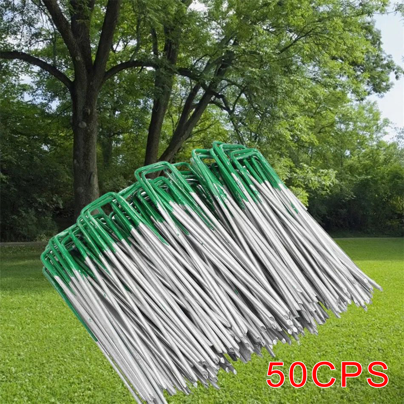 50Pieces Garden U-Type Ground Nails Insert Landscape Staples Lawn Tent Stakes Fence Anchors Fixing for Weed Barrier Fabric