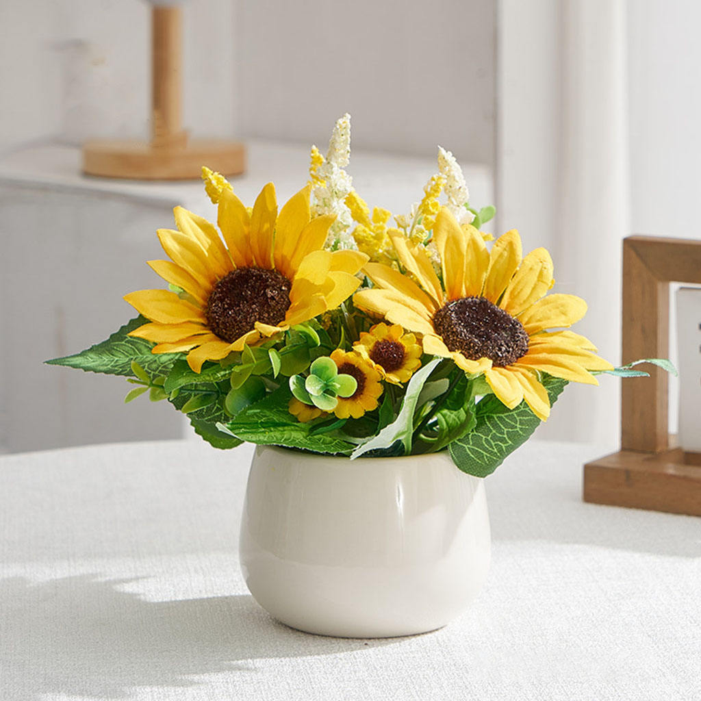 Mini Artificial Flower Plants with Pot for Office Desk, Fake Plant with Ceramic Pot for Home, Shower Rooms Decoration