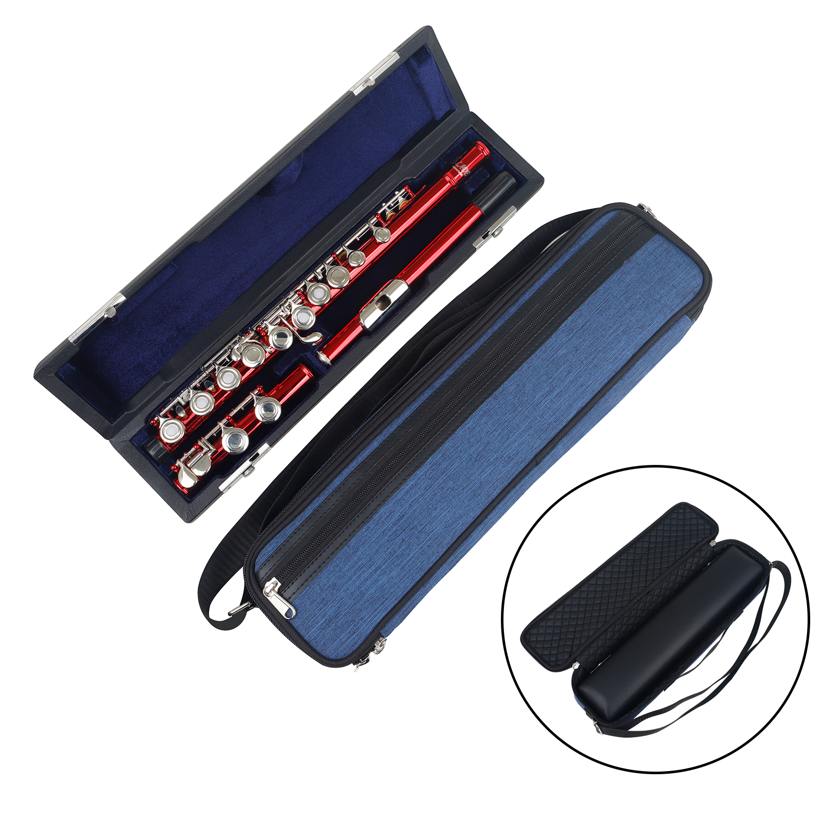 16 Hole 17 Hole Flute Case Padded Leather Carrying Bag Woodwind Accessories