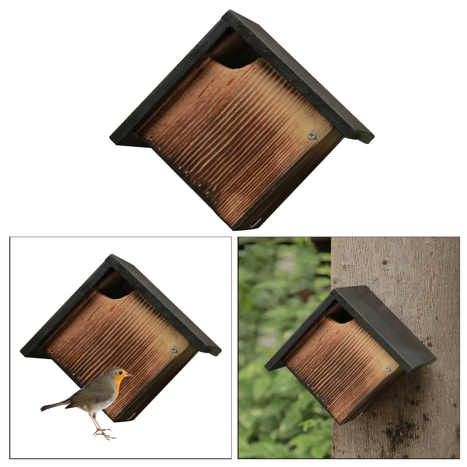 Wooden Outdoor Garden Bird House Wall / Tree Mounted Bird Sleeping Nest Hut