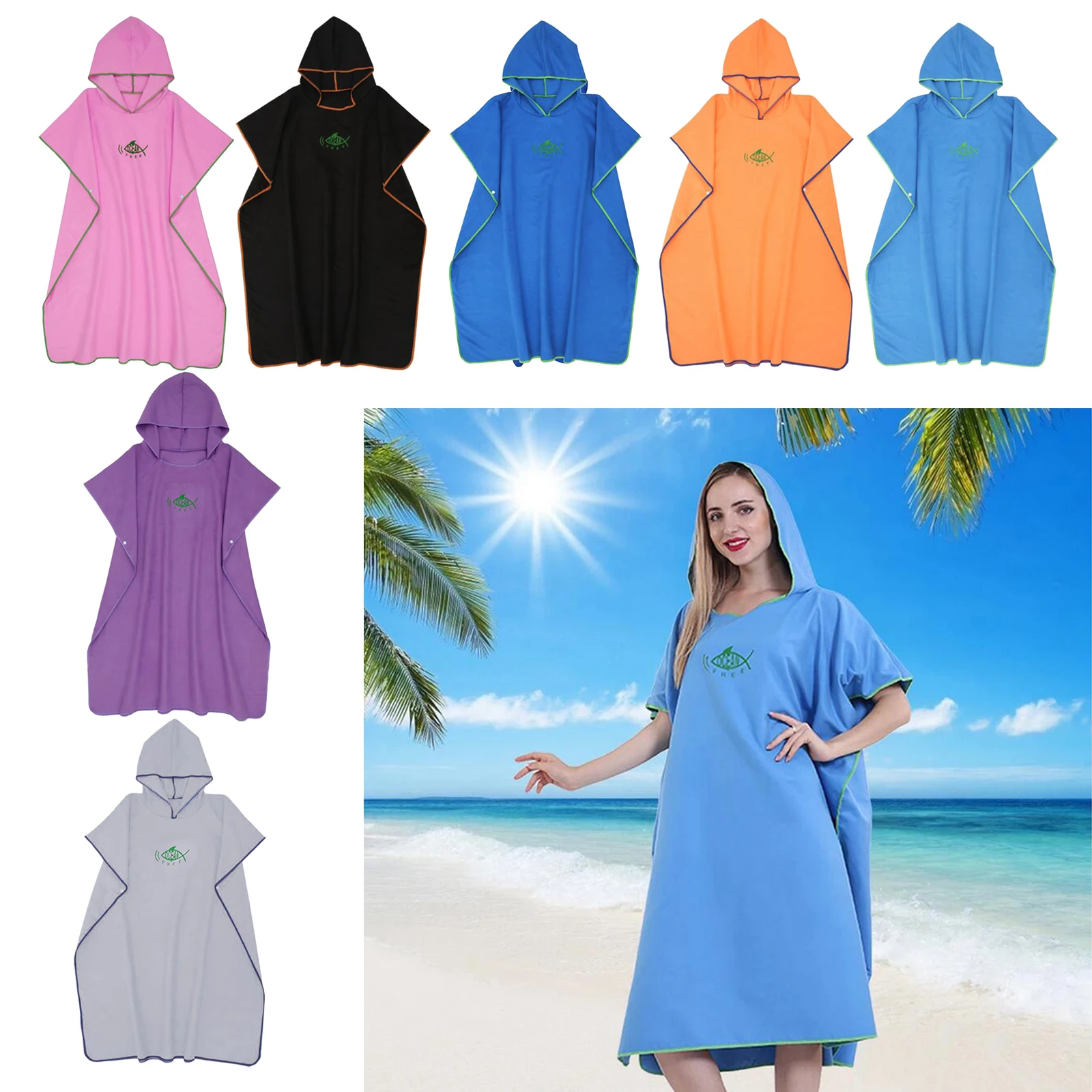 Wetsuit Changing Robe Surf Poncho Hood Changing Towel Quick-Drying Swimming Towel Bath Robe Thermal for Women Men