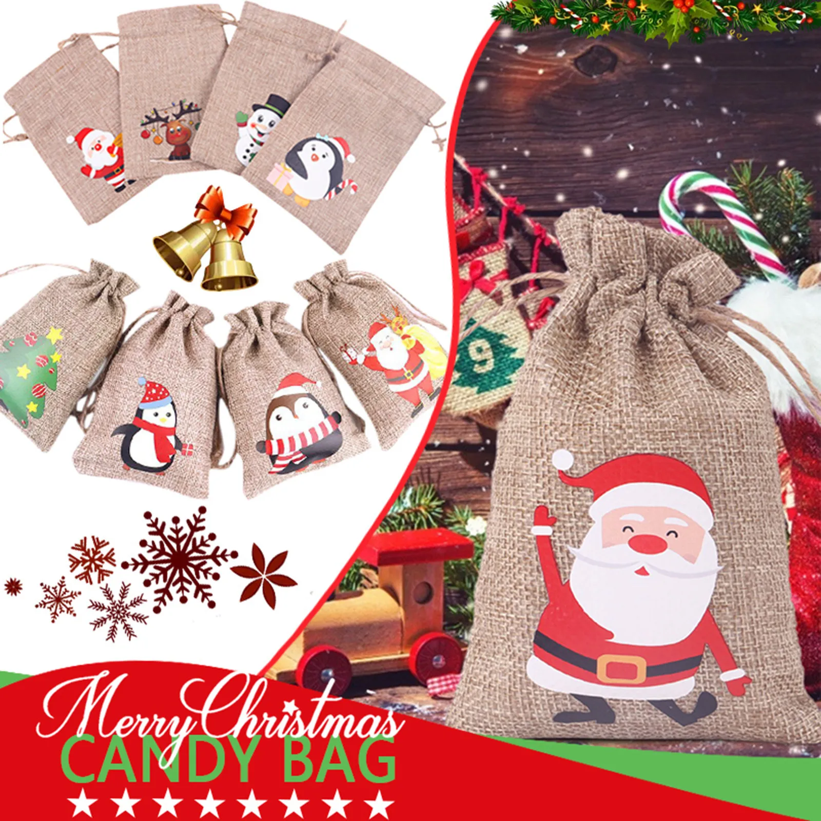 2 x Santa Claus Bag Christmas bags Gift bags Christmas packaging Felt 