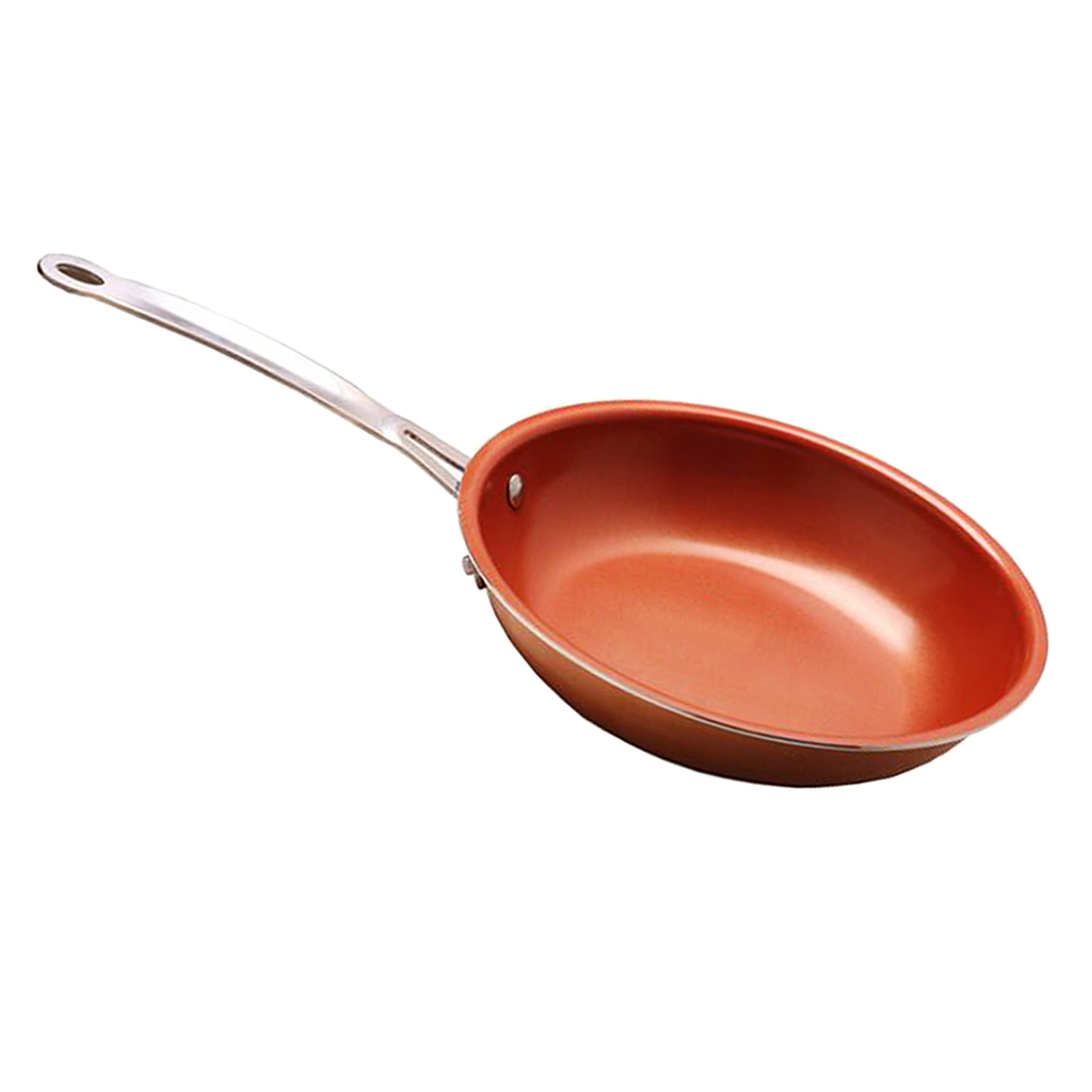 Copper Coated Non Stick Frying Pan Kitchen Skillet Induction Oven Safe Cool Handle 20cm 24cm