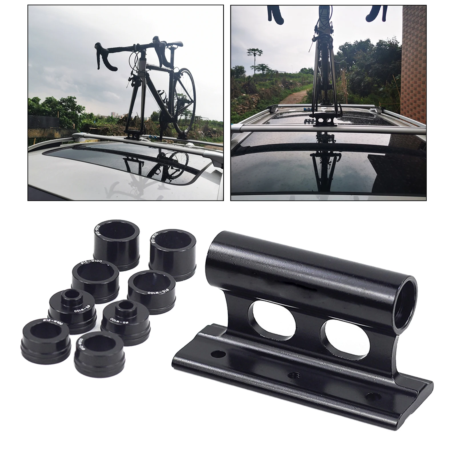 Alloy Bike Car Roof Mount Rack Bicycle Storage Transportation Front Fork Block Mount Rack Quick Release Thru Axle Carrier