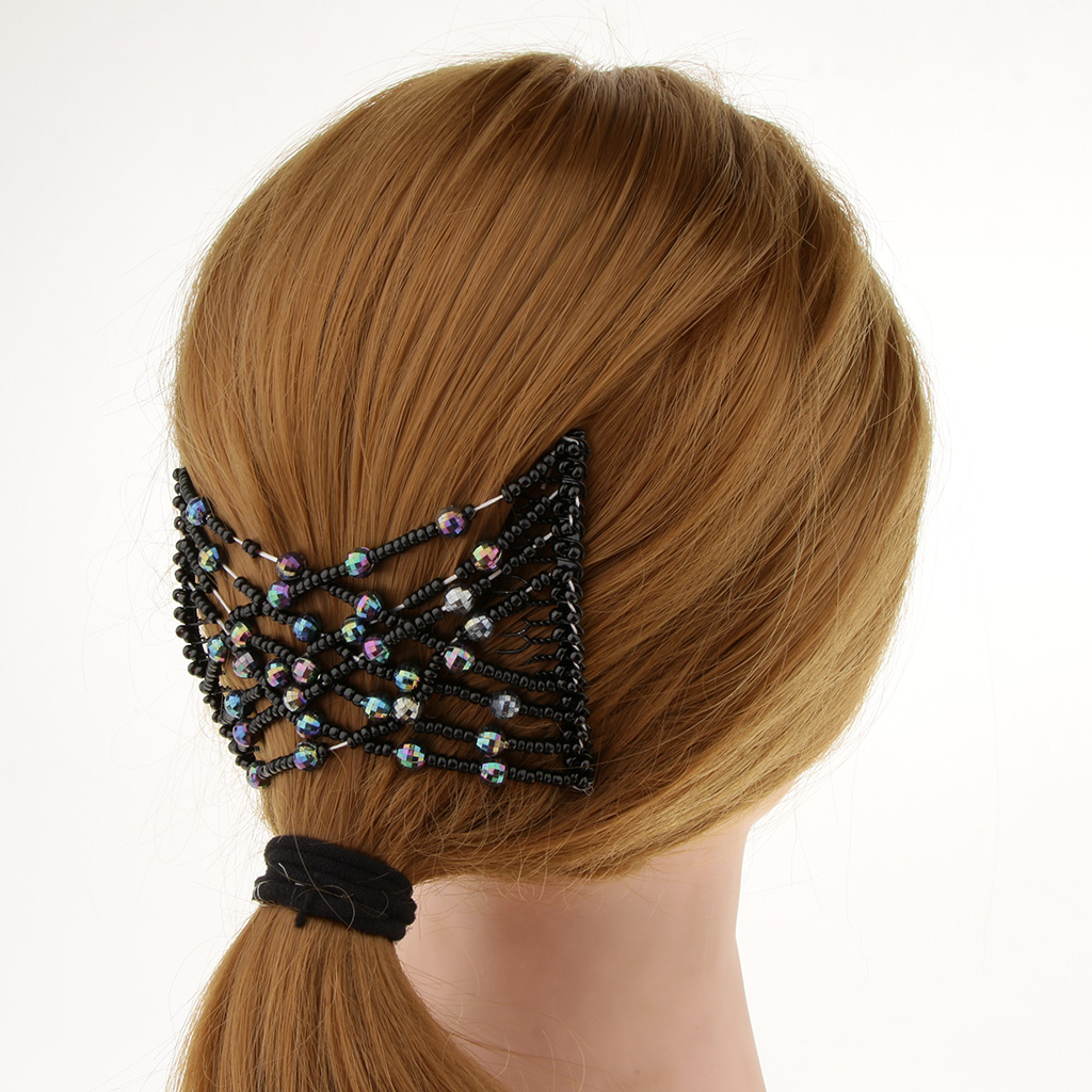 Portable Glass Beaded Magic Comb Elastic Double Insert Clips Stretch Hair Head Comb Hair Accessories Headwear Tool