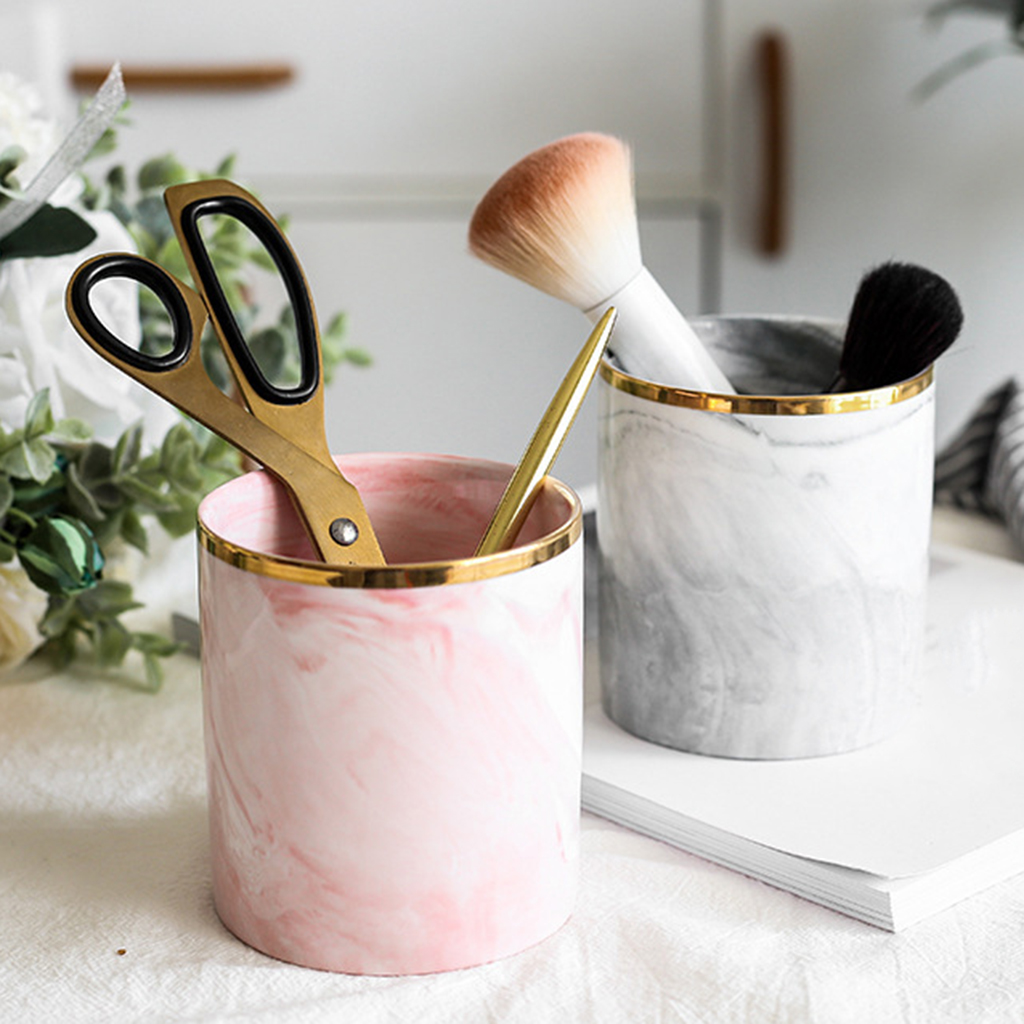 Pencil Cup Desktop Container Storage Cosmetic Makeup Brush Holder Flower Pot Cosmetic Brush Holder Lipstick Container