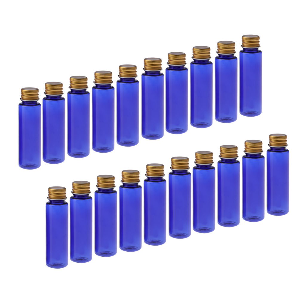 20Pcs Plastic Refillable Travel Bottles Aluminum Screw Caps Container 30ml