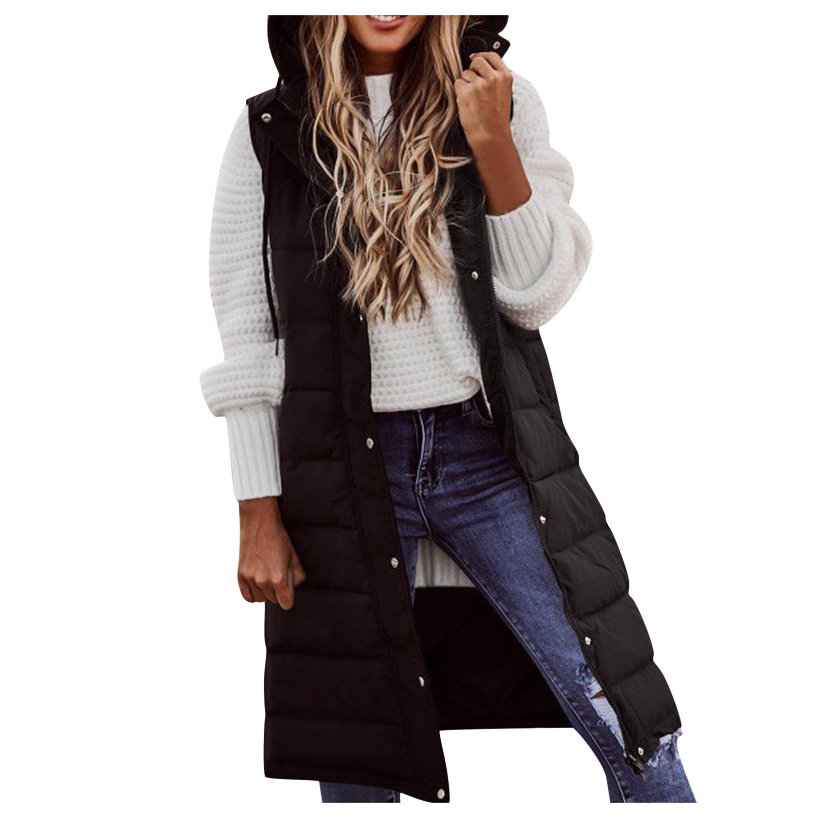 outono inverno colete feminino nova moda quente engrossar longo colete feminino oversized com capuz jaqueta parka