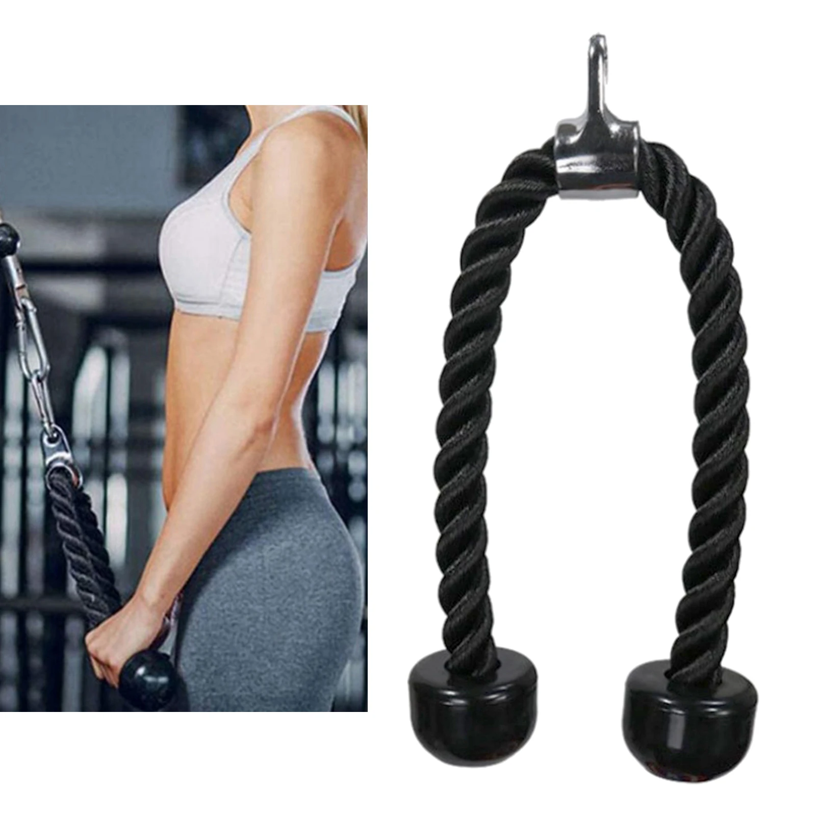 Heavy Duty Triceps Rope Gym LAT Cable Machine Attachments 70cm/90cm High