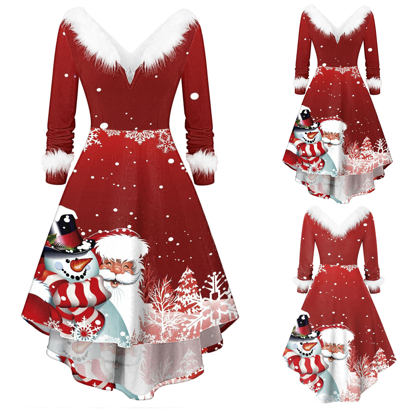 Women's Slim Christmas Sweatershirts Long Sleeve Claus Snowman