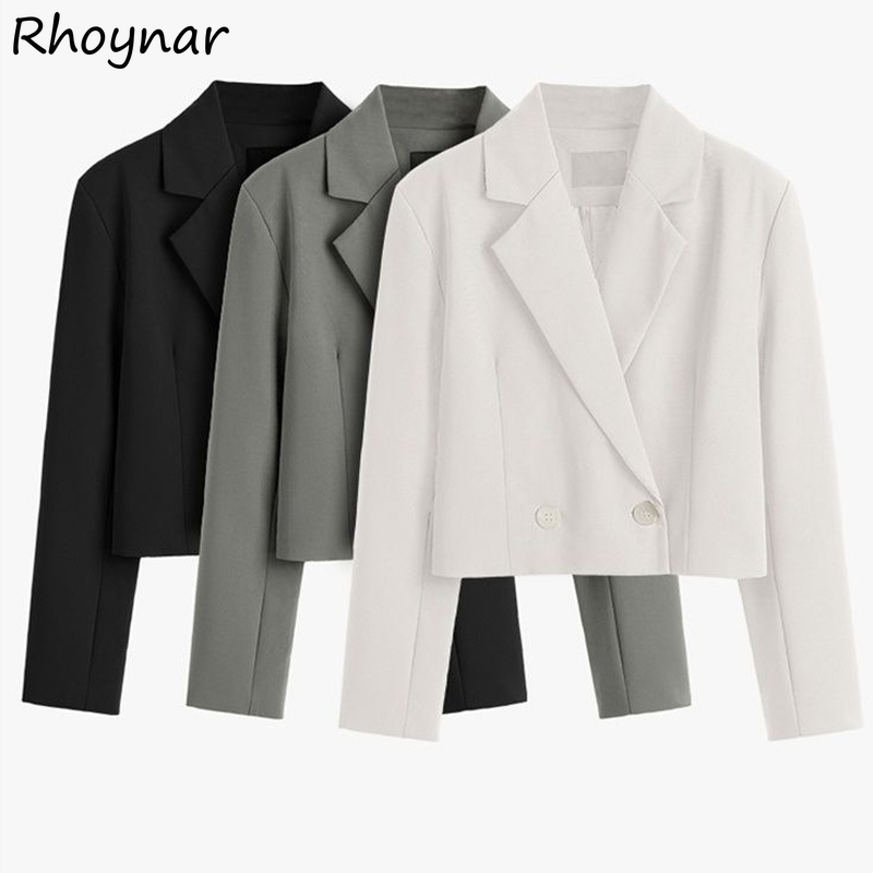 blazers double boutonnage manches longues pour vêtements courts élégants pour mode style dame de tout match