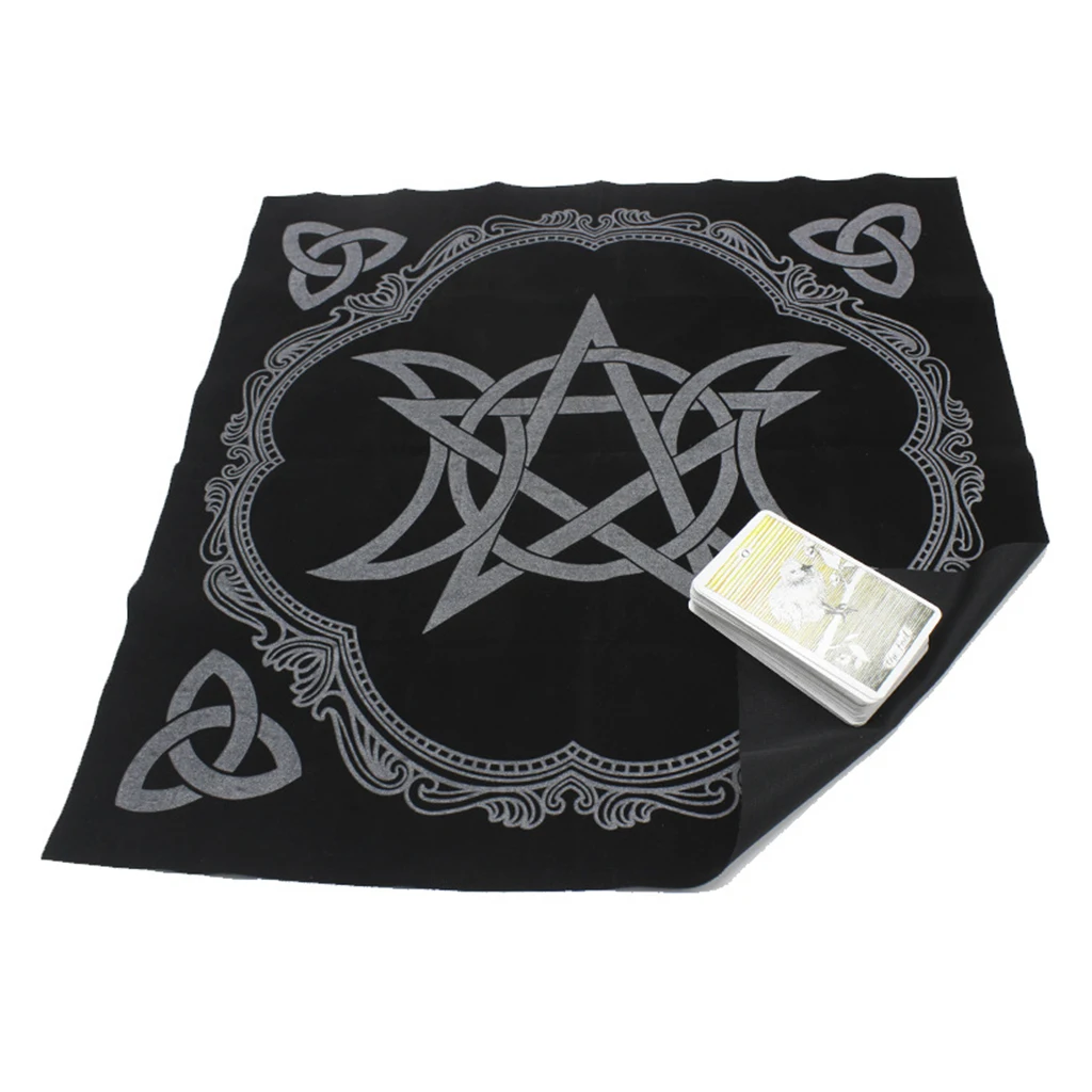 1x Altar Tarot Table Card Cloth Pentagram Divination Tapestry 19.29in Black