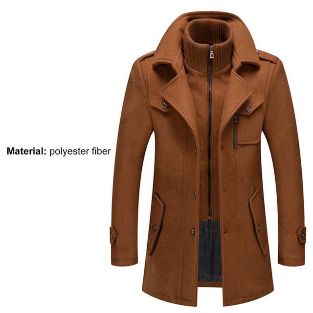 Men's Jacket Solid Color Fake Two Piece Zipper Buttons Coat Long Sleeves  Leisure Casual Overcoat for Autumn Winter ropa hombre