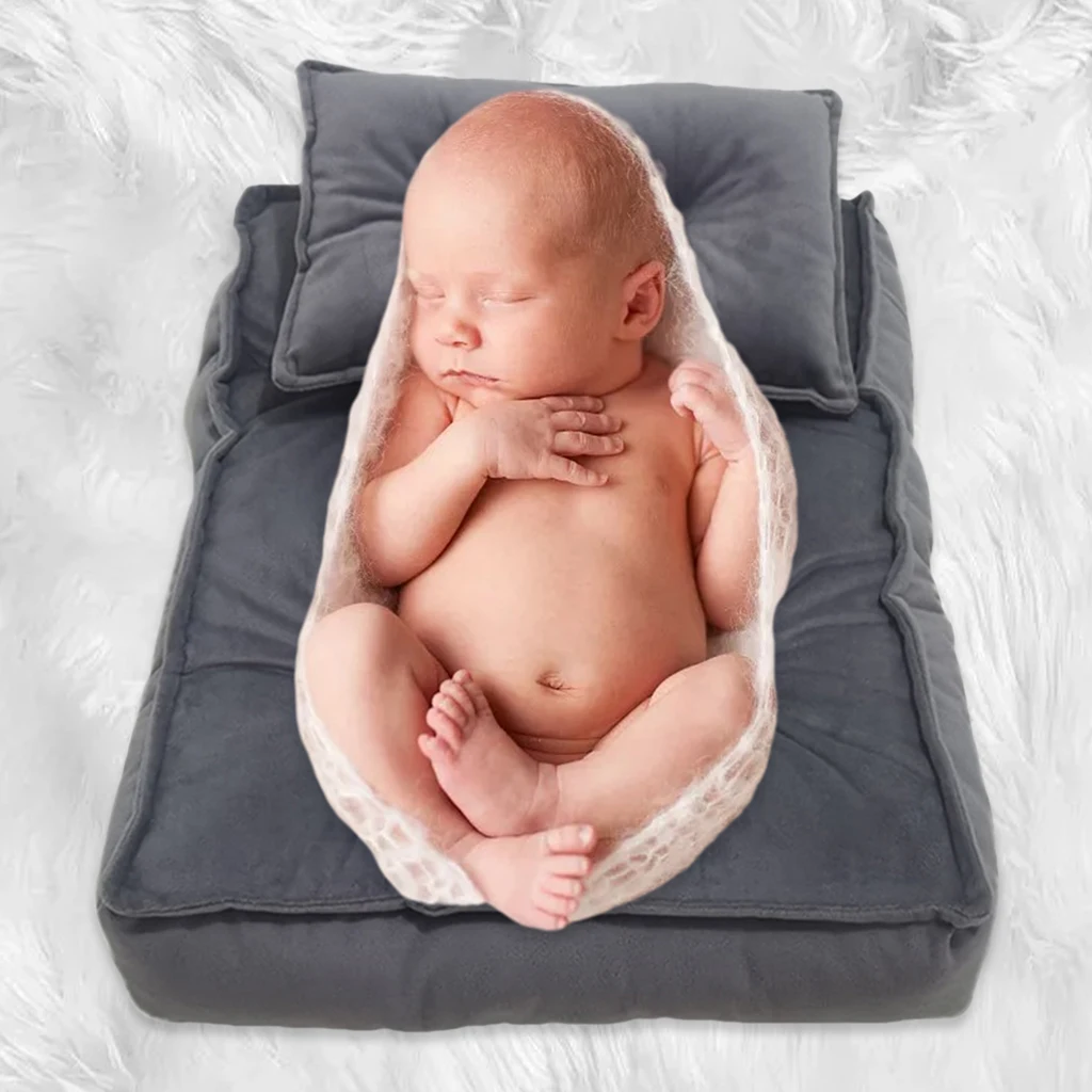 Breathable Soft Comfortable Newborn Photography Prop Studio Shoots Picture Posing Blanket Pillow & Mattress Set