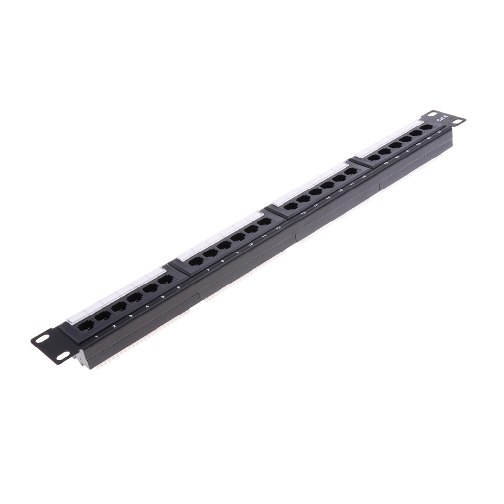 24-Port Patch Panel 1u 19" Rack Mountable T568A T568B Line RJ45 Network Lan