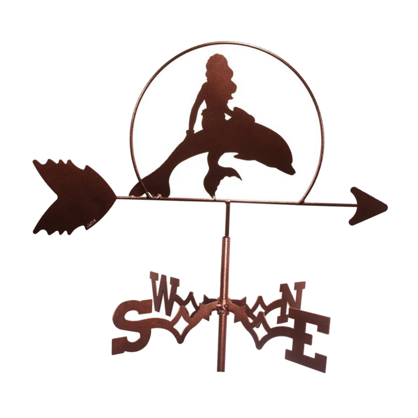 Stainless Metal Mermaid Weathervane Roof Mount Weather Vane Farm Stake