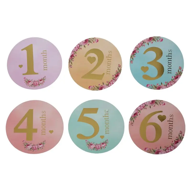 12 Pcs/Set Month Sticker Baby Photography Milestone Memorial Monthly Newborn Kids Commemorative Card Number Photo Props newborn photography with parents