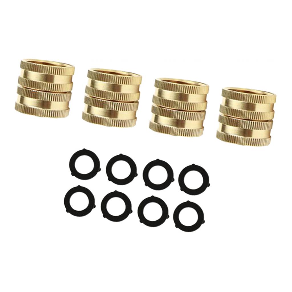 4pcs 3/4'' Brass Garden Hose Connector Adapter Double Female End Connector Fitting w/ 8 Washer