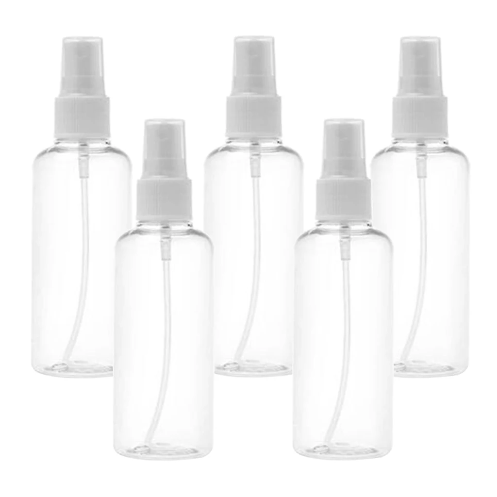 5 Pack Spray Bottles, Empty Transparent Fine Mist Container Spray Bottles Set 10-100ml