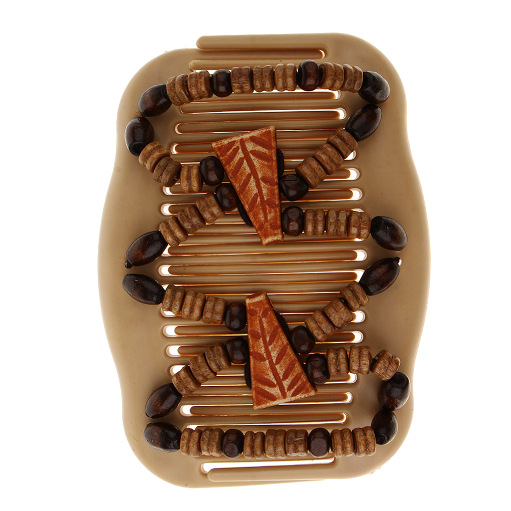 Ladies Elastic Easy Magic Wood Beads Double Hair Combs Clip Party Prom Hair Accessories
