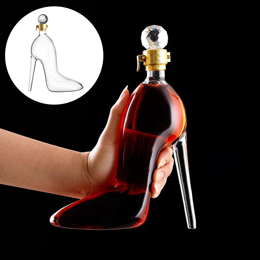 350ML High Heels Shape Decanter Luxurious Crystal Red Wine Brandy Champagne Glasse Decanter Bottle Home Bar Drinking Bottle