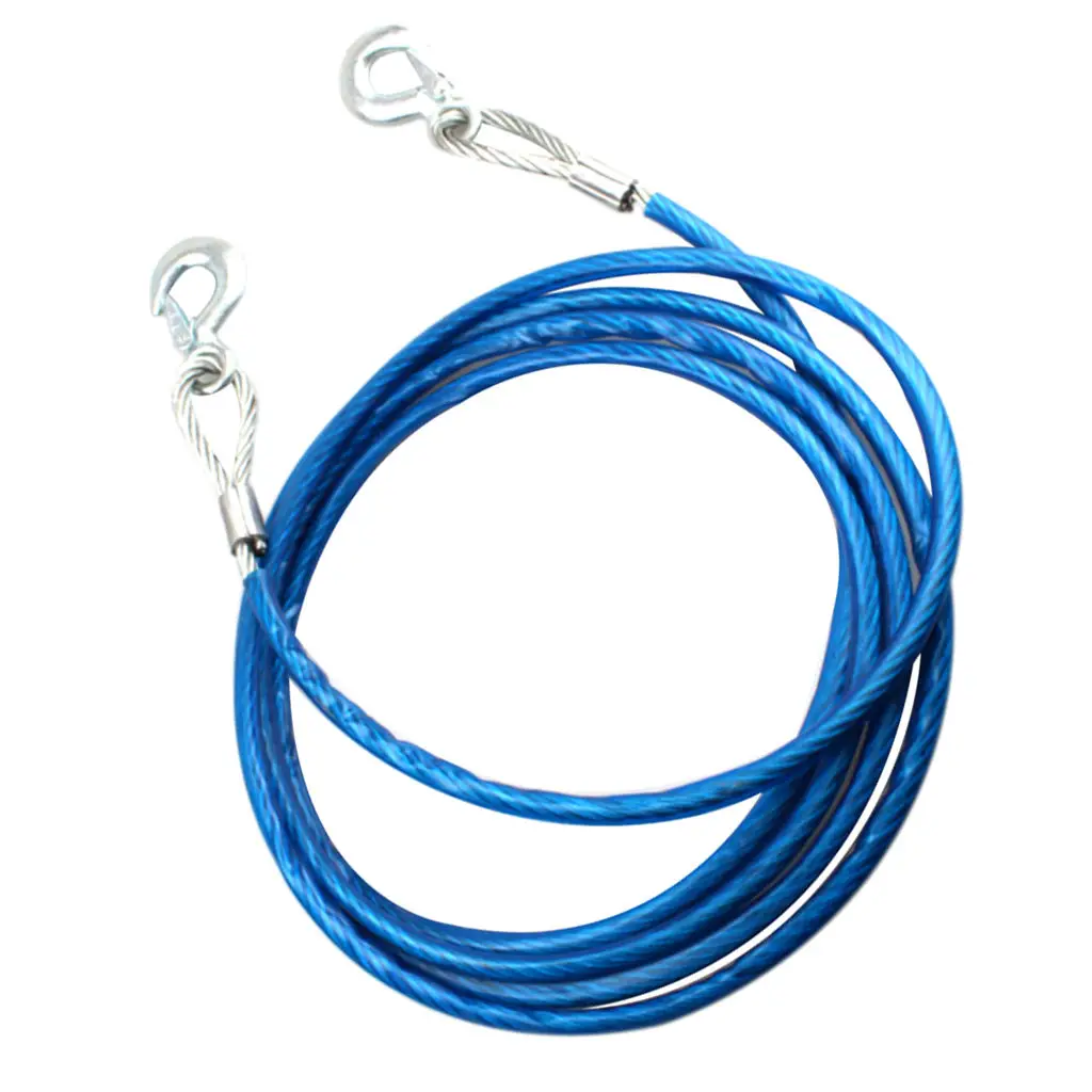 5M 7 Tons Car Tow Cable Towing Strap Rope With Hooks Emergency Heavy Duty
