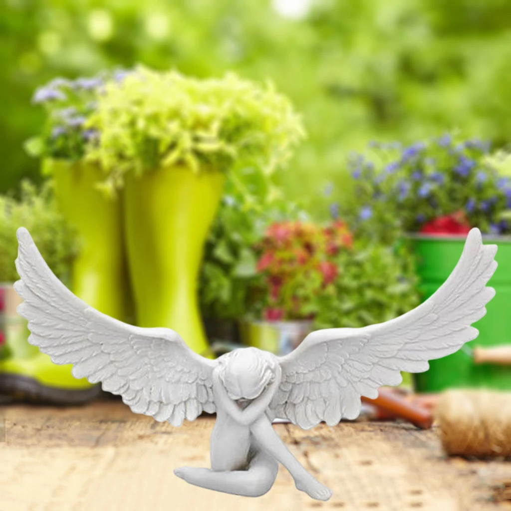 Angel Wing Figurine Statue Art Living Room Home Tabletop Garden Decor Gift