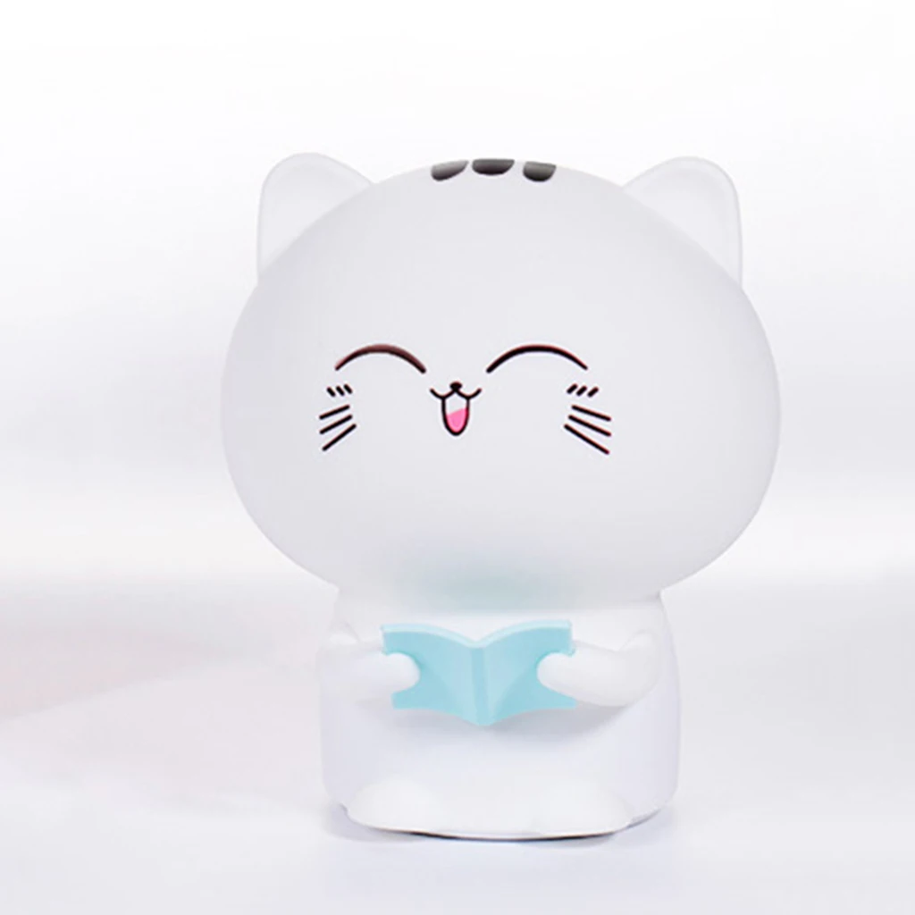 Kitten Night Light for Kids, LED Nursery Lamp for Toddler's Room, Cute Color Changing Silicone Baby Desk Lamp with Touch Sensor