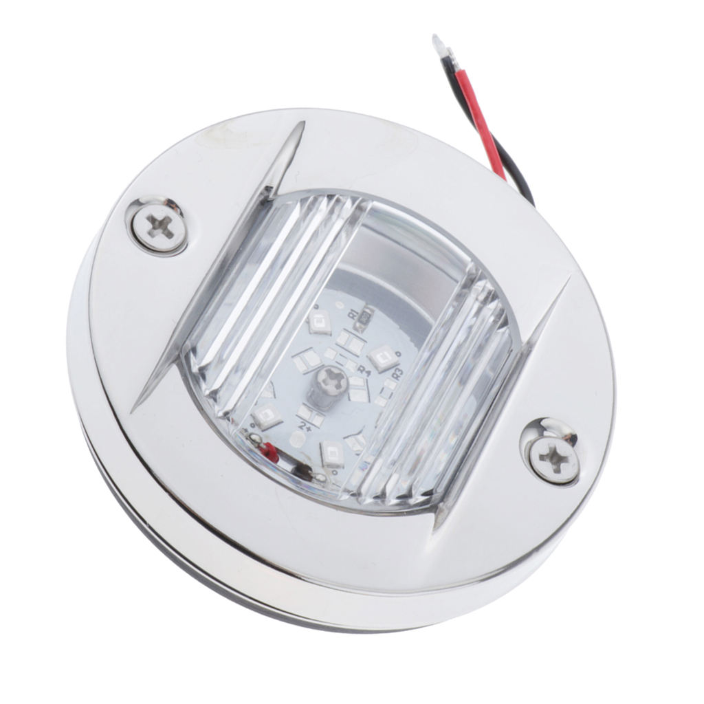 3 Inch Round Marine Clear Lens Blue LED Transom Mount Stern Anchor Navigation Light Lamp Waterproof Stainless Steel - 12V