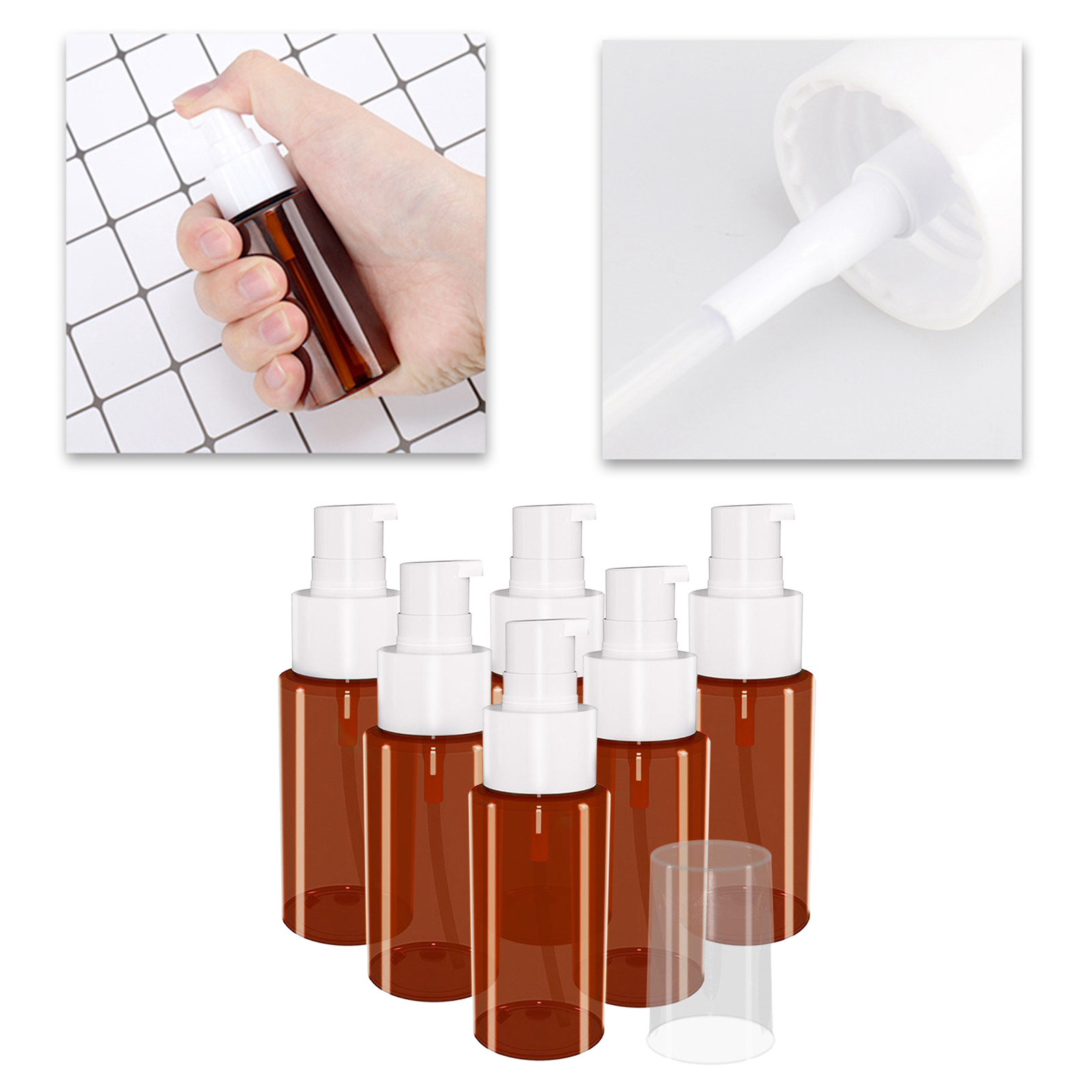 6pcs 60ml Essential Oil PET Empty Bottles Lotion Containers Travel New