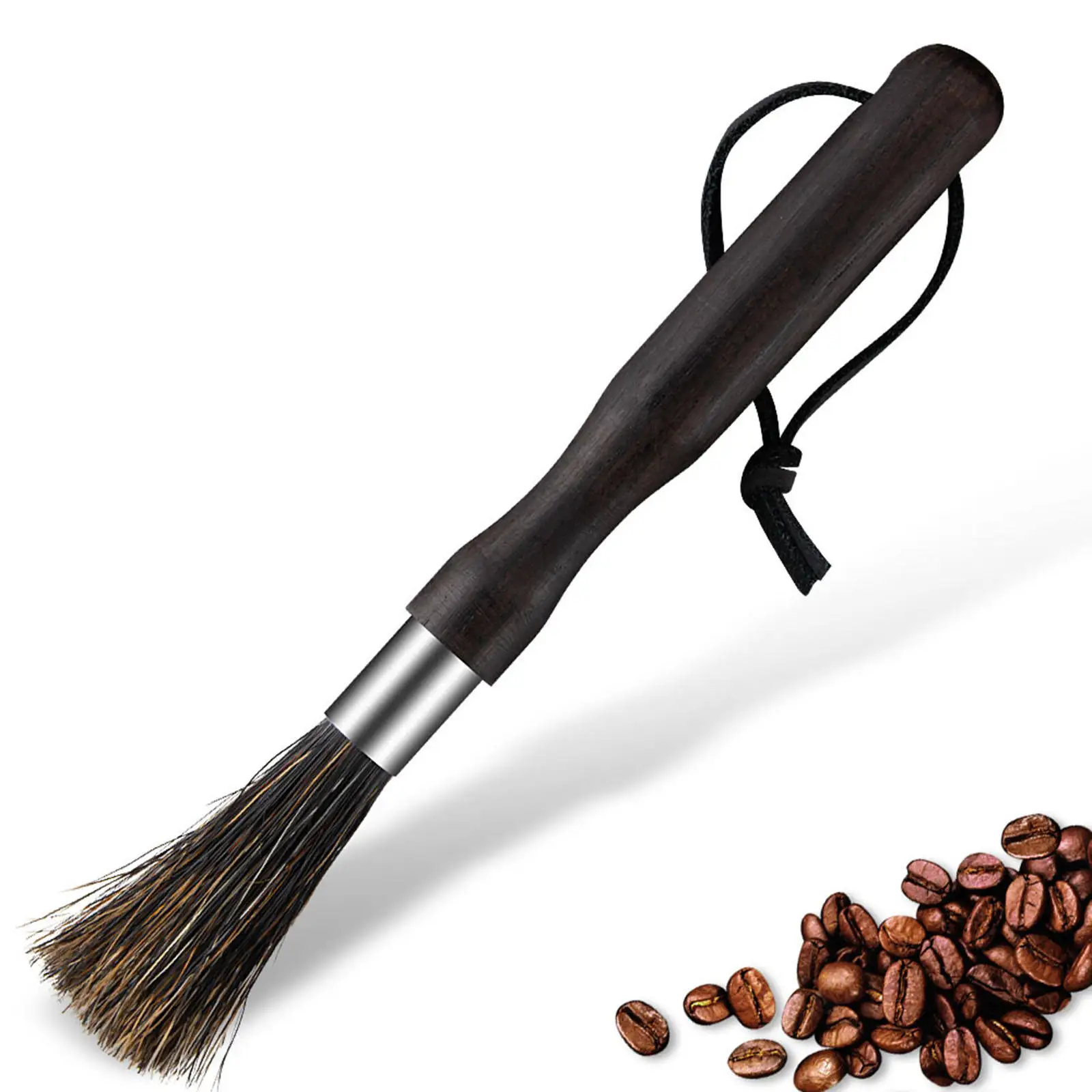 GUORUI Coffee Grinder Cleaning Brush Coffee Grinder Brush for Barista Home Kitchen Espresso Machine Cleaning Brush Natural Boar Bristles Walnut Handle with Lanyard for Bean Grain 