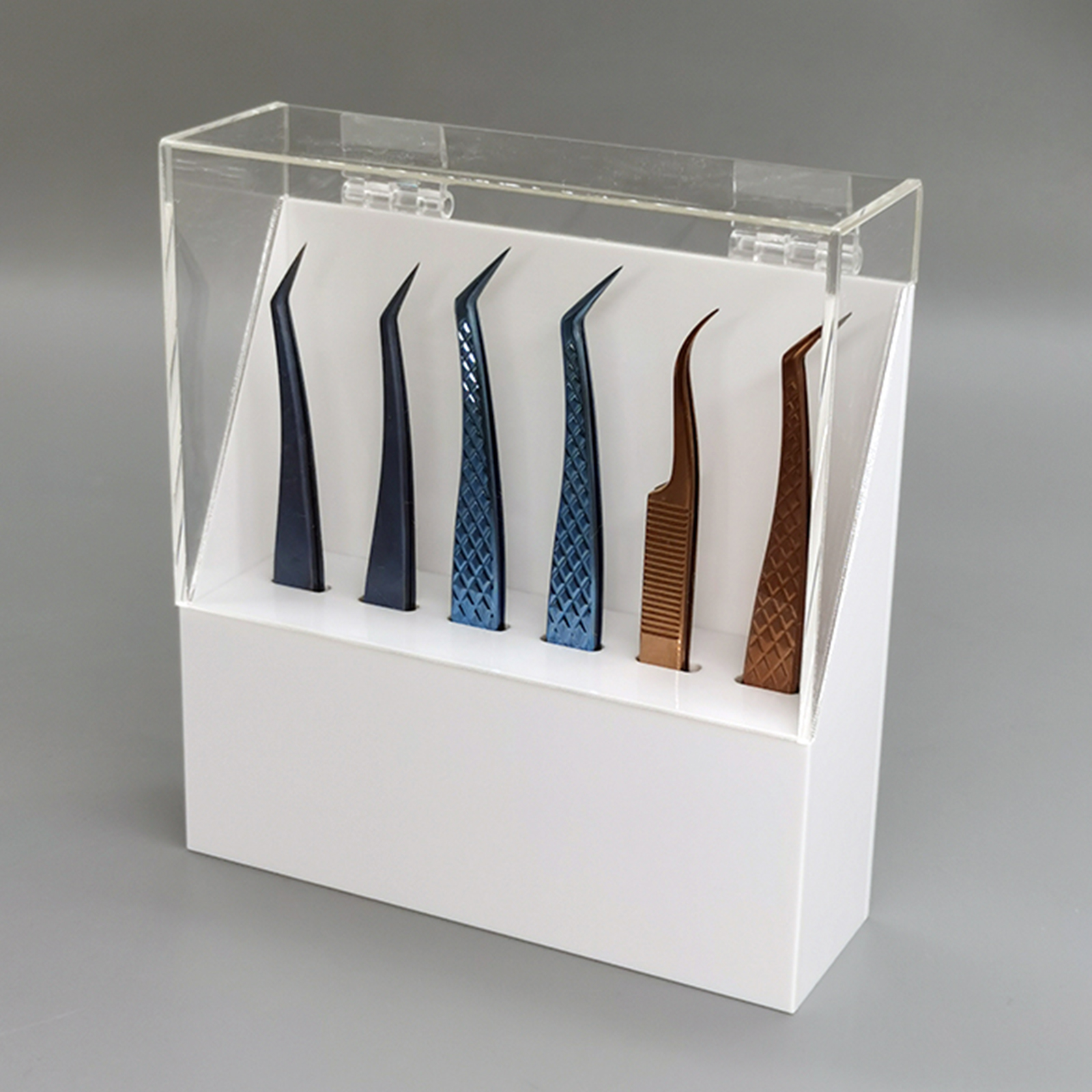 Eyelash Extension Tweezers Stands Eyelash Display Shelf Holder Dustproof Acrylic Clear Tweezers Display Stand With Cover