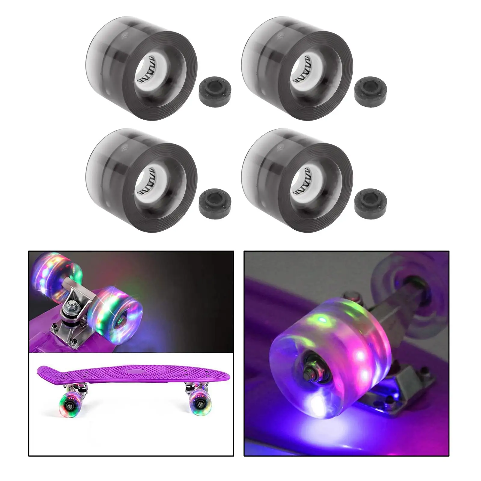 4Pack Light up Skateboard Wheels Longboard Repair Maintenance Wheel