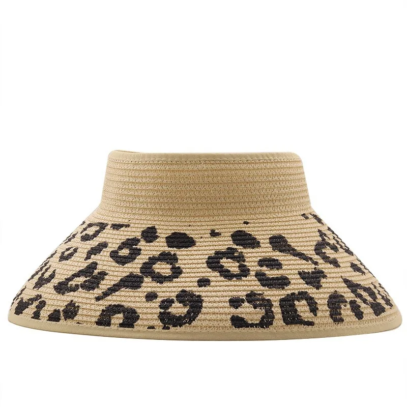 Chapéus de palha estampa de leopardo para