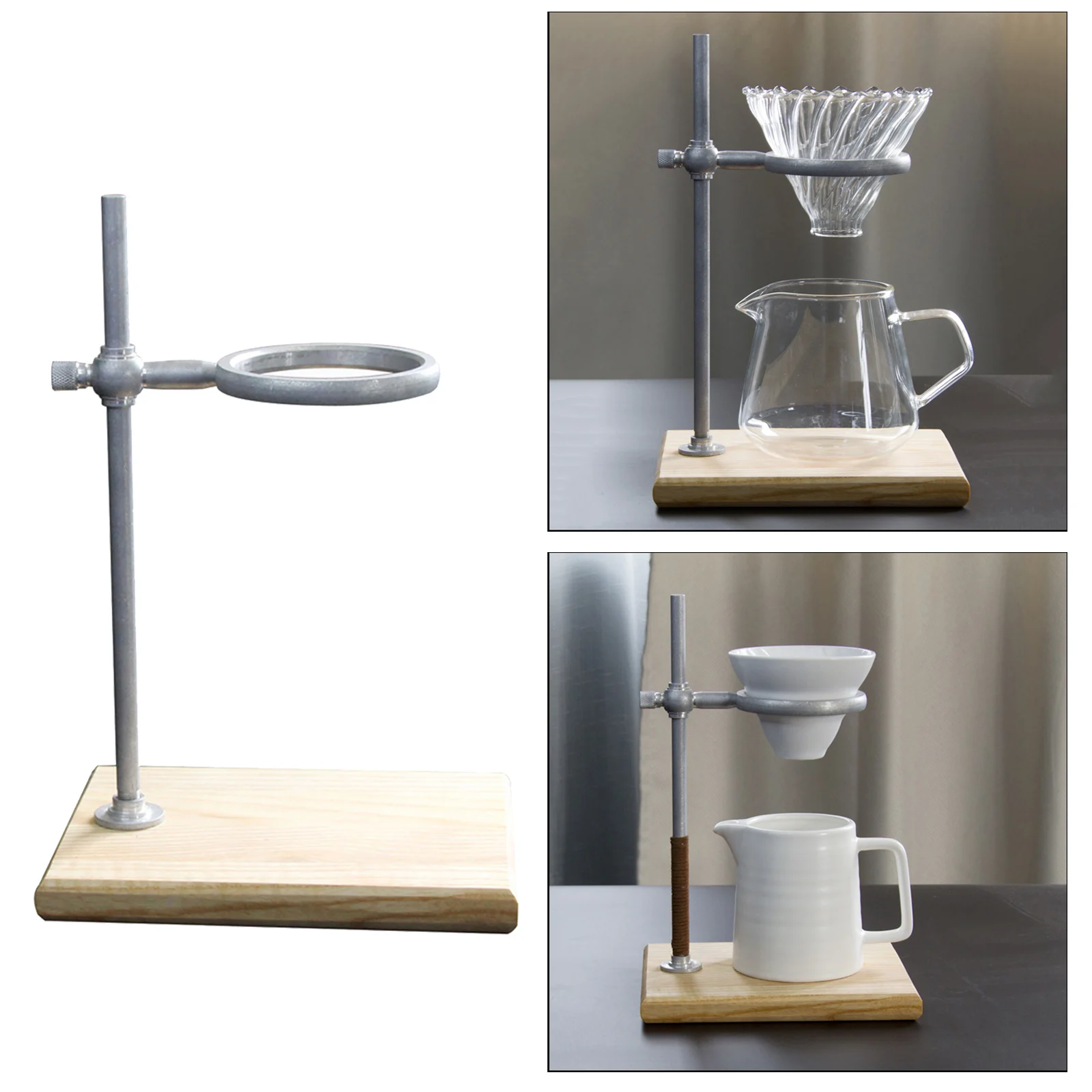 Pour Over Coffee Dripper Stand Coffee Filter Holder Rack Coffee Mug/Pot Holder Woden Station