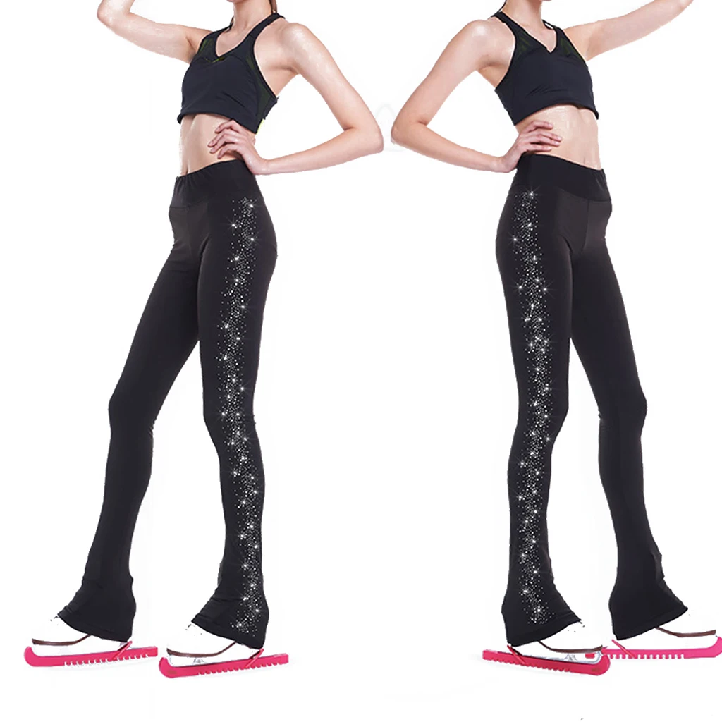 Ice Figure Skating Dress Practice Pants Trousers Tights Black for Women Girl