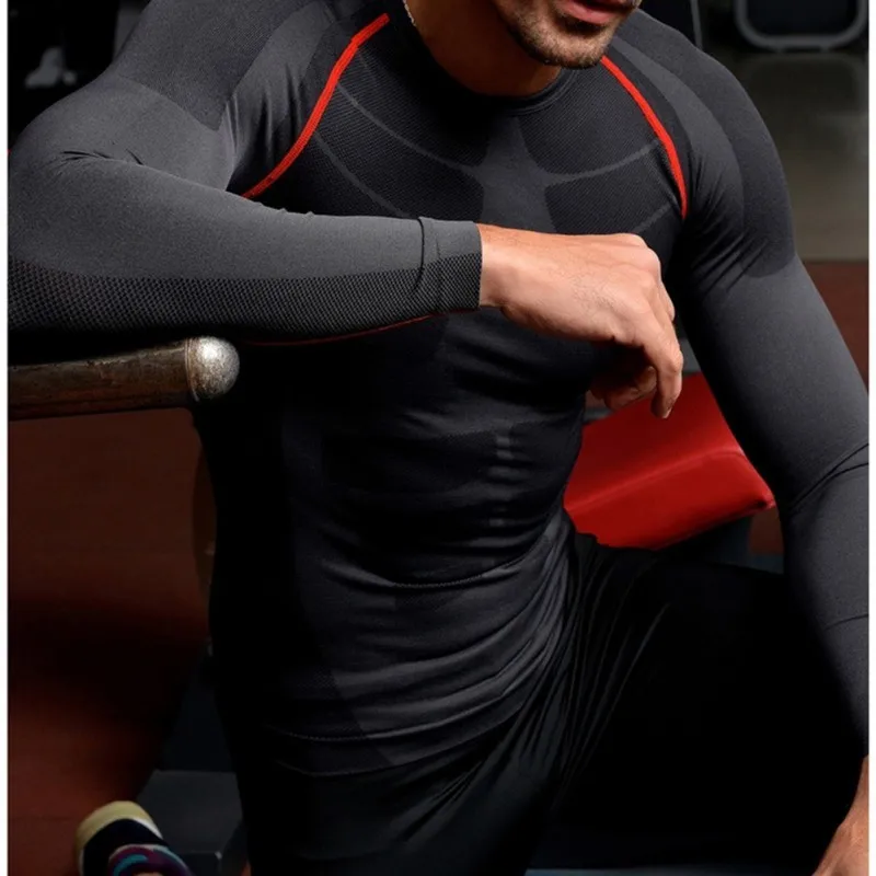FDX Homme Compression Armour Base Layer Top à manches longues thermique Gym Sports Shirt 