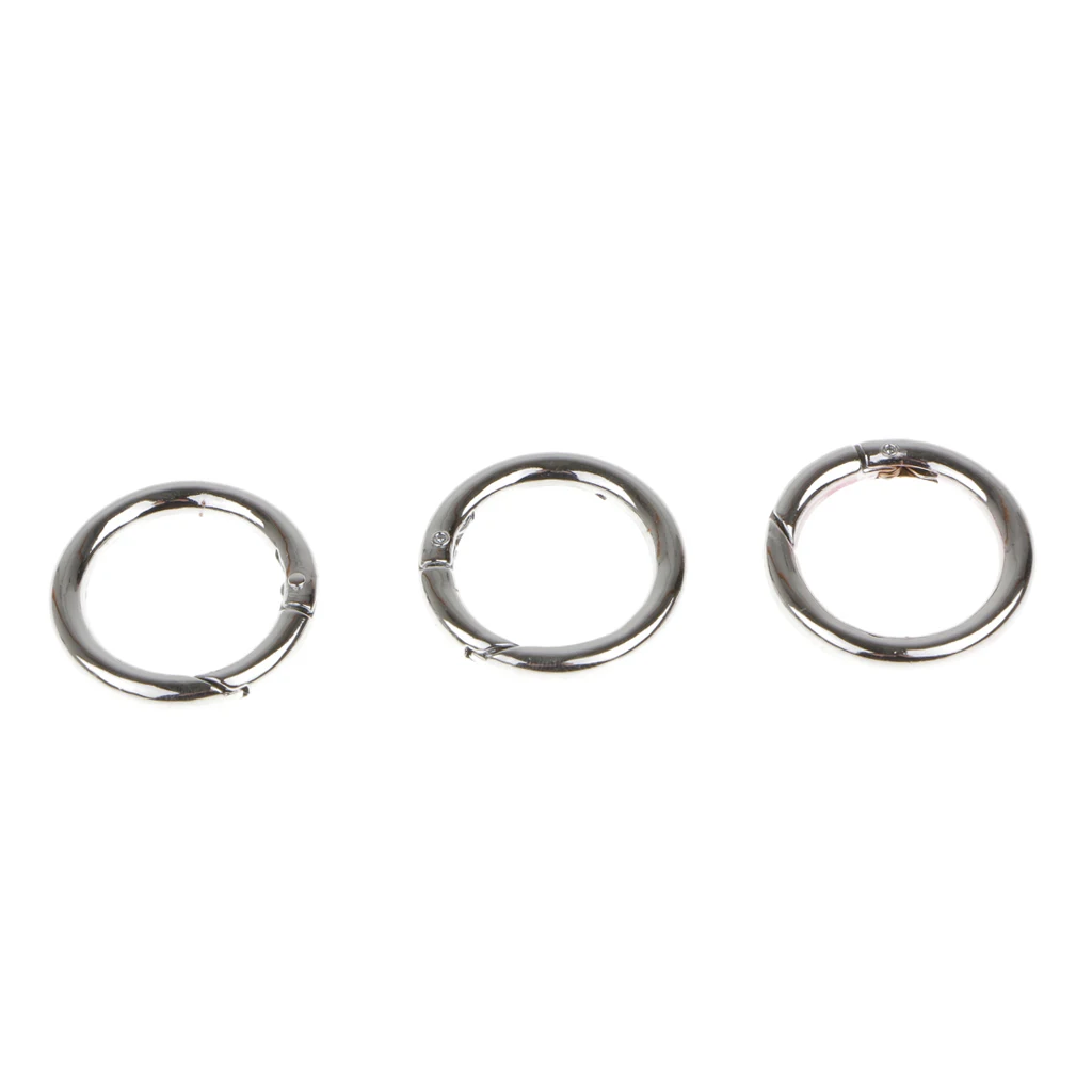 3pcs 35mm Silver Plated Alloy Round Spring Snap Hooks Clip for Outdoor Camping Accessory Firm and Longlasting