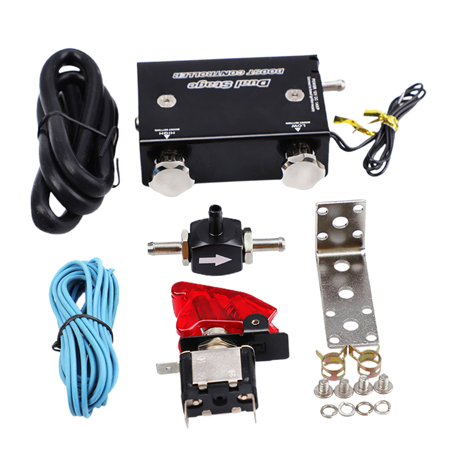 Black Car Dual Stage Electronic Turbocharger Psi Controller Kit /w Switch Aluminum alloy Durable