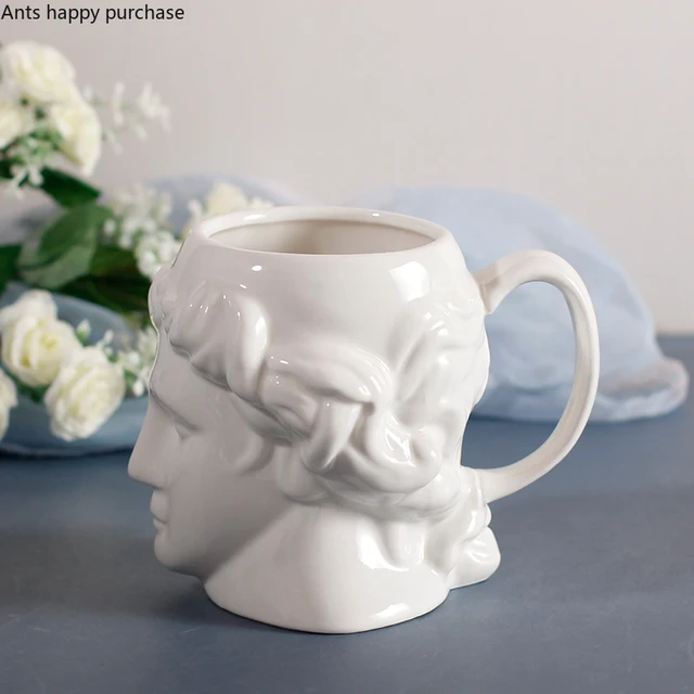 White Ceramic Cup Apollo Statue Sculpture Coffee Cup with Handle Coffee Mug  Drinkware Water Cups Ornaments Decor Storage Tank - AliExpress