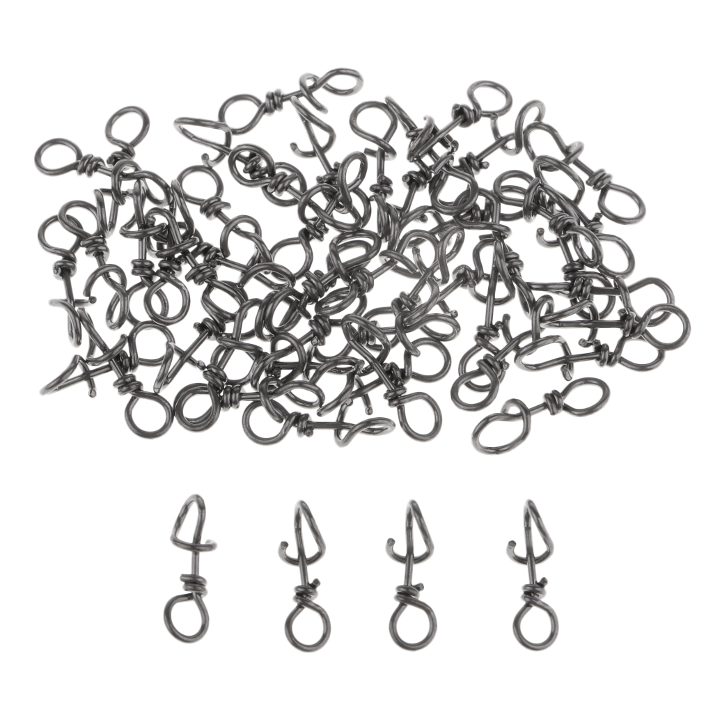 50 Pcs Fast Connecting Clips Fishing  Snaps Clips Swivels Connectors