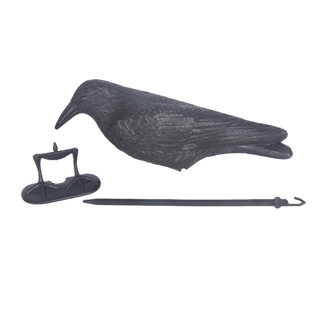 Crow Decoy Flocked Flock Coated Shell + Feet Stake Crow Bird Decoy Hunting