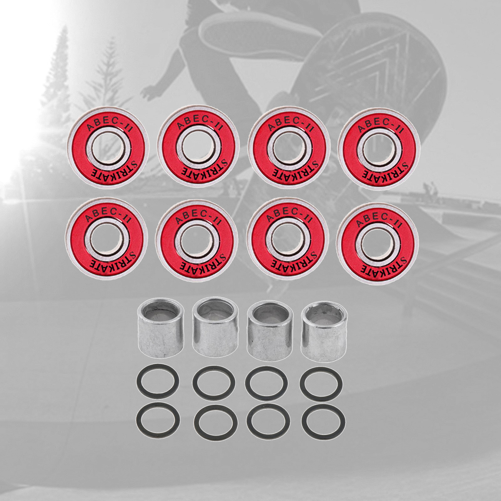 8 Pcs 608RS-ABEC 11 Bearings with Spaces and Speed Washers Set High Performance Roller Skate Scooter Skateboard