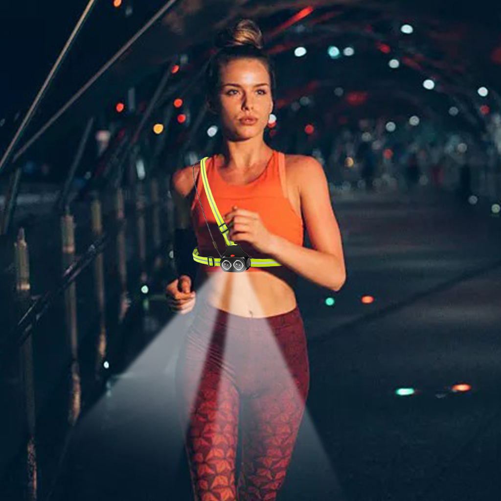 Outdoor Sport LED Night Running Light USB Rechargeable Chest Lamp 2 Modes Safety Jogging Warning Light Cycling Torch