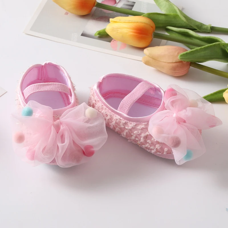 Newborn Infant Baby Girl Shoes +Headband Set First Walkers Soft Sole Bowknot Princess Cute Shoe Toddler Walking 0-18M Prewalkers