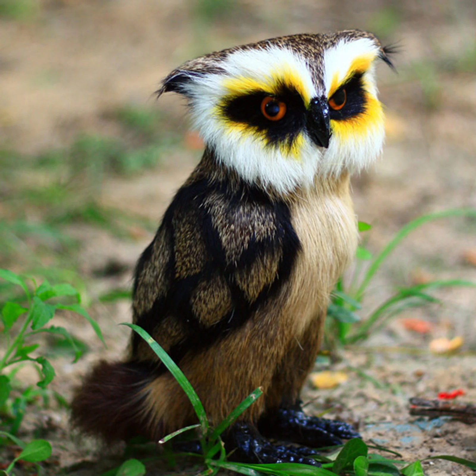 Home Garden Cute Realistic Furry Owl Simulation Feather DIY Decoration