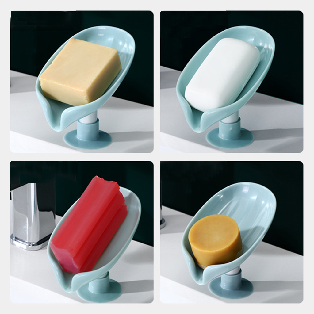 Soap Holder Leaf Shape Bathroom Soap Box Storage Sponge Drain Tray Rack