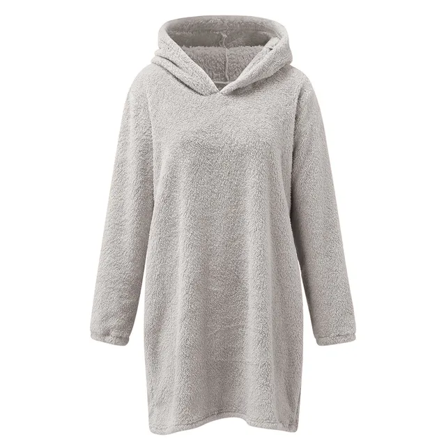 AMhomely Ladies Womens Soft Teddy Fleece Hooded Jumper Plus Size Double  Fleece Casual Hoodies With Pocket V Neck Soft Fleece Hooded Sweatshirts  Plain Pullover Tops Winter Lightweight Lounge Tops 02 White XL