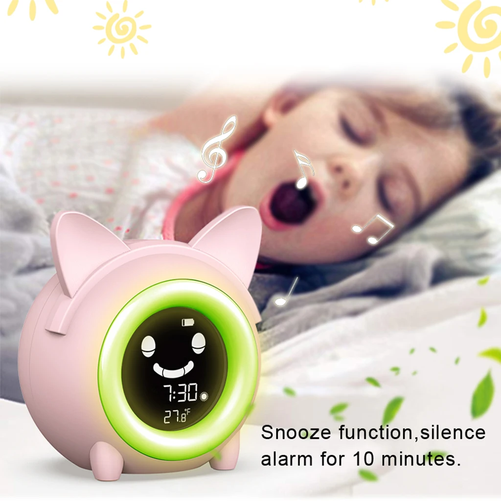 Bedside Digital Kids Alarm Clock Toddlers Sleep Trainer with Nightlight
